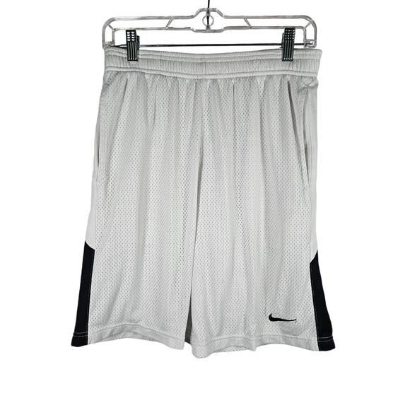 Nike Men's Athletic Basketball Shorts White Black Logo Size Medium‎ - Picture 1 of 8